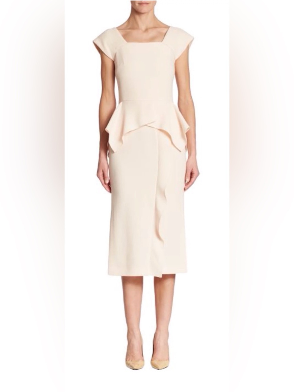 Roland Mouret Blush Pink Wool Crepe Peplum